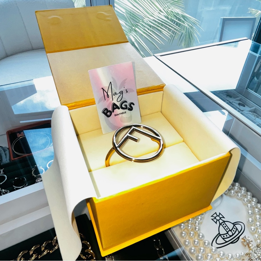 Fendi: Logo Cuff F Is Fendi Gold-Tone Bracelet